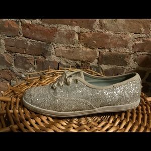 Kate Spade x Keds Classic Low White Silver Glitter